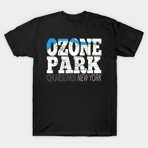 Fun Cool Ozone Park Queens New York with Subway Map T-Shirt by Envision Styles